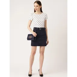 ANVI Be Yourself Women Navy Blue Corduroy Mini Skirt-picture-12