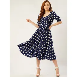 ANVI Be Yourself Women Navy Blue Crepe Midi Dress-picture-18