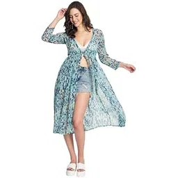 anvi be yourself Women's Floral Printed Long Sleeve Front Tie-ups Casual Longline Shrug || Midi Open Front Shrugs for Women Stylish Western-picture-31