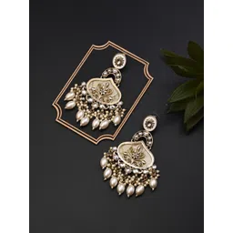 Anvik Gold-Plated Mother of Pearl Floral Drop Earrings-picture-20