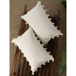 ANWYN Beige 2 Pcs Pure Cotton Rectangular Cushion Covers-picture-36