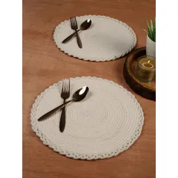 ANWYN Beige 6 Pieces Jute Cotton Round Table Placemats-picture-11