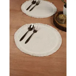 ANWYN Beige 6 Pieces Jute Cotton Round Table Placemats-picture-40