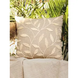 ANWYN Beige Embroidered Square Cushion Covers-image-2
