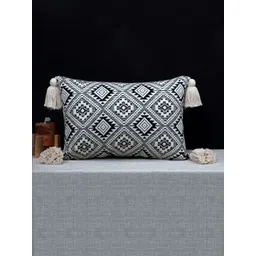 ANWYN Black & Off White Geometric Rectangle Cushion Covers-picture-21