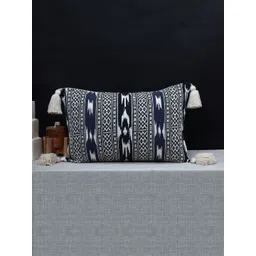 ANWYN Blue & Off White Geometric Rectangle Cushion Covers-picture-37