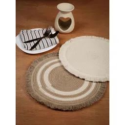 ANWYN Coffee Brown & Beige 2 Pieces Jute Table Placemats-picture-24