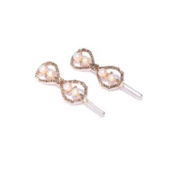 Anxvi Set Of 2 Rose Gold Beaded Metal Hair Accessory Set-picture-34