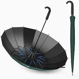 anycho Umbrella for Rain Big Size, 51 Inch Big Umbrella for Men with 16 Reinforced Windproof Ribs & Black Coating for Stormy Days & UV Protection - Ideal for 2-4 People Outdoor Use-picture-17