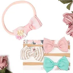 ANZAILALA 4pcs Flower Headbands Elastic Floral Hair Band, Bows Wrap Headband for Baby Girls, Infants and Newborns - Multicolor-picture-14