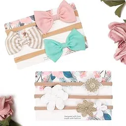 ANZAILALA 6pcs Flower Headbands Elastic Floral Hair Band, Bows Wrap Headband for Baby Girls, Infants and Newborns - Multicolor-picture-13