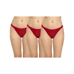 aoba Erotissch Pack Of 3 Red Self Design Thongs-picture-20