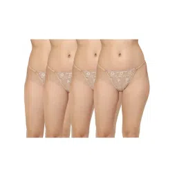 aoba Erotissch Pack Of 4 Beige Lace Thongs-picture-11