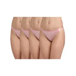 aoba Erotissch Pack Of 4 Light Pink Self Design Thongs-picture-25