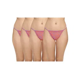 aoba Erotissch Pack Of 4 Purple Floral Print Thongs-picture-21