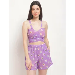 aoba Erotissch Purple Floral Print Beachwear Co-Ord Set-picture-23