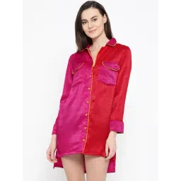 aoba Erotissch Red & Magenta Color-Block Night Shirt-picture-22