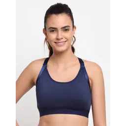 aoba EROTISSCH Women Navy Blue Solid Workout Bra - Non-Wired Removable Padding-picture-13