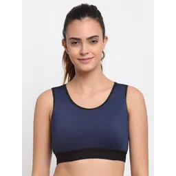 aoba EROTISSCH Women Navy Blue Solid Workout Bra - Non-Wired Removable Padding-picture-14