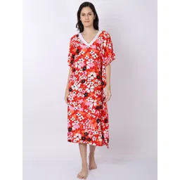aoba EROTISSCH Women Red Printed Kaftan Nightdress-picture-24