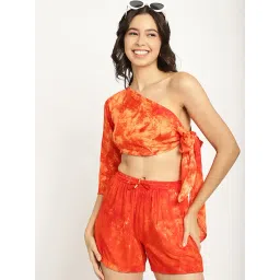 Aoba Orange Cotton Tie-dye Beachwear Co-Ord Set-picture-17