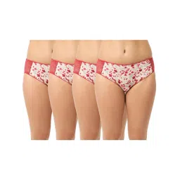 aoba Erotissch Pack Of 4 White & Pink Floral Print Thongs image 1