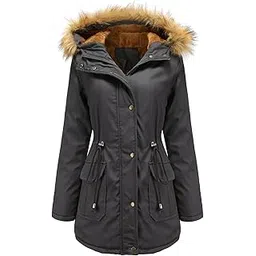 aocasdiy Women's Long Velvet Cotton Coat | Winter Hooded Jacket with Fur Collar | Warm Solid Color Commuter Style image 1