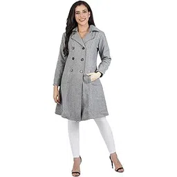 aol Women's double breasted grey long Woollen coat-picture-54