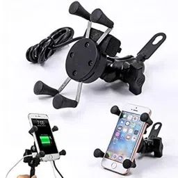 AOW Bike X-Grip Mobile Phone Holder with USB Charger for Honda Dio 110 (Mirror Fitting)-picture-14