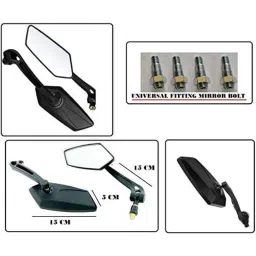 AOW Fancy Small 5 Edge Rear View Mirror for Bajaj Pulsar 135 LS (Pack of 2)-picture-18