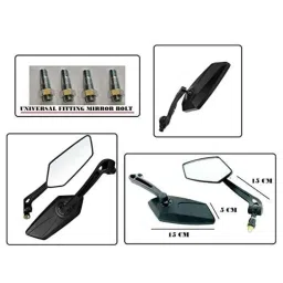 AOW Fancy Small 5 Edge Rear View Mirror for Bajaj Pulsar 400SS (Pack of 2)-picture-31