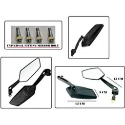 AOW Fancy Small 5 Edge Rear View Mirror for Hero CD Dawn (Pack of 2)-picture-33