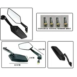 AOW Fancy Small 5 Edge Rear View Mirror for TVS Fiero (Pack of 2)-picture-11