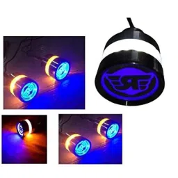 AOW Handle Bar End Dual Led Bike Turn Signal Indicator Light (Blue) with Switch Universal for All Royal Enfield Models T-14-picture-41
