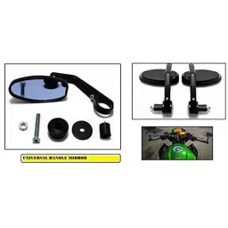 AOW Handle Bar End Side Mirror Rear View Ovel Mirror for Bullet Twin (Set of 2)-picture-18