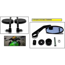 AOW Handle Bar End Side Mirror Rear View Ovel Mirror for Hero CD Dawn (Set of 2)-picture-13