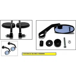 AOW Handle Bar End Side Mirror Rear View Ovel Mirror for Honda Ignitor (Set of 2)-picture-17