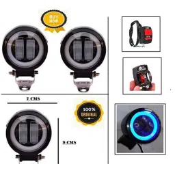 AOW Harley Type Bike Led Fog Lamp Light Assembly White &a; Blue (Set of 2) with Switch for Bajaj Discover 150S DTS-i-picture-39