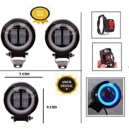 AOW Harley Type Bike Led Fog Lamp Light Assembly White &a; Blue (Set of 2) with Switch for TVS Apache 150-picture-19