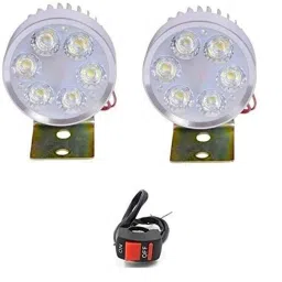 AOW LED Small Round Auxiliary Bike Fog Lamp Light Assembly White (Set of 2) with Switch for Mahindra Rodeo RZ-picture-44