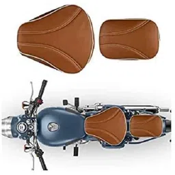 aow Meenu Arts World Seat Cover for Royal Enfield Bullet Classic All Models (Brown) T-1-picture-11