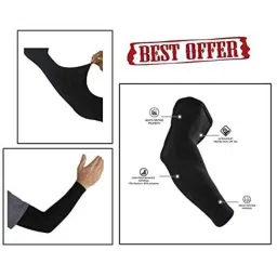 AOW Unisex Stretchable Fingerless Arm Protection Sleeves for Driving, Biking, Cycling (Black, Free Size) A-31-picture-11