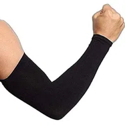 AOW Unisex Stretchable Fingerless Arm Protection Sleeves for Driving, Biking, Cycling (Black, Free Size) A-37-picture-23