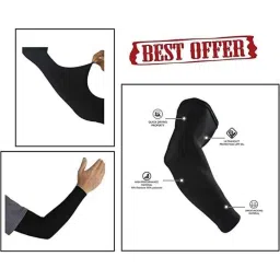 AOW Unisex Stretchable Fingerless Arm Protection Sleeves for Driving, Biking, Cycling (Black, Free Size) A-42-picture-12
