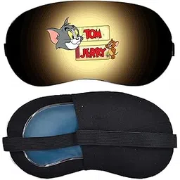 Aoxeria Cotton Sleep Eye Mask For Side Sleeper Men Women, Zero Eye Pressure Sleeping Mask, Light Blocking Patented Design Night Blindfold, Soft Eye Shade Cover For Travel - Free Ear Plugs (Black Tom & Jerry)-picture-21