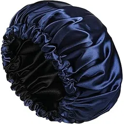 AP SALES Women Handmade Fully Reversible Luxuries Pure Satin Hair Bonnet Satin Sleep Cap (Blue)-picture-33