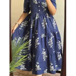 apala creations Women A-line Blue Knee Length Dress image 3