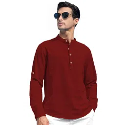 APEKTRA Men Band Collar Cotton Kurta-picture-15
