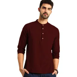 APEKTRA Men Band Collar Cotton Kurta-picture-18