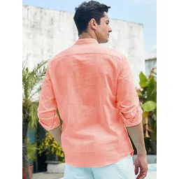 APEKTRA Men Band Collar Roll-Up Sleeves Kurta image 3